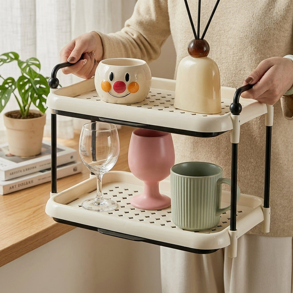 Multi Layer Plastic Draining Storage Rack For Coffee Cups Kitchen Bathroom